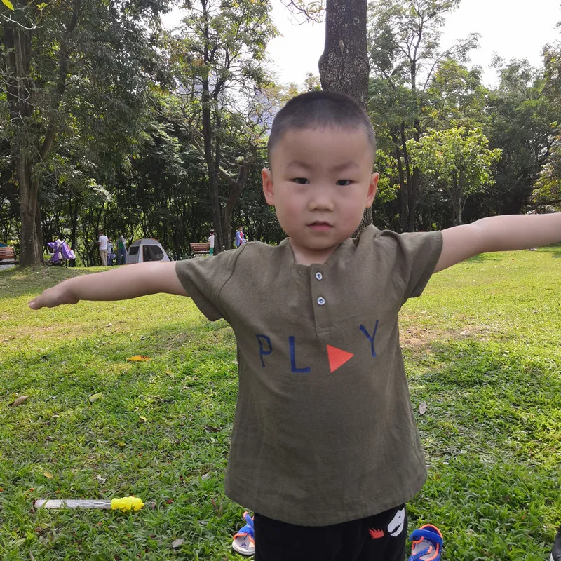 Летняя хлопковая Футболка зеленого цвета с короткими рукавами для мальчиков