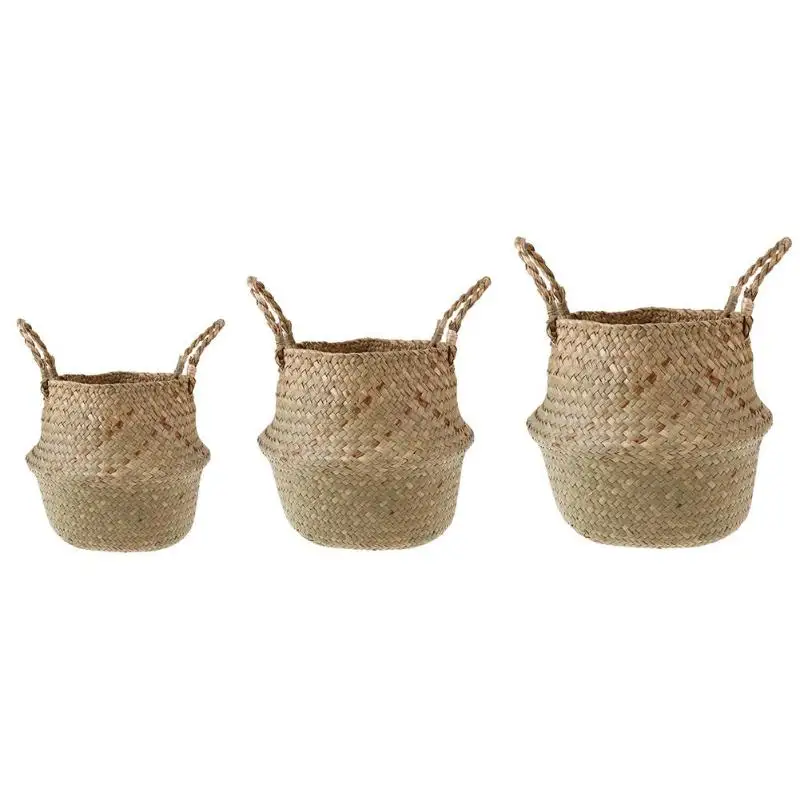 Складные корзины для хранения травы ручной работы ротанговый горшок цветов