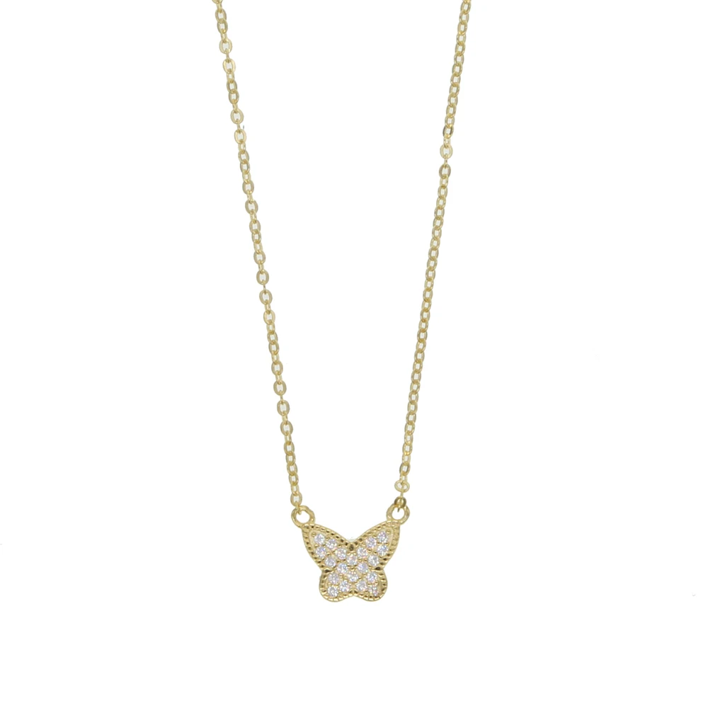 Летнее ожерелье с милой бабочкой изящное минималистичное серебряное милое