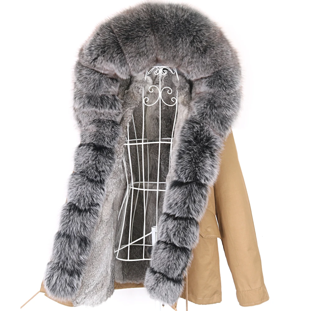 short winter jacket women parka real fur coat waterproof big natural fox fur collar hooded rabbit fur liner streetwear