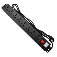 2021 new 1u pdu 8 outlet metal power strip surge protector 250v 10a 2500w for 19 inch