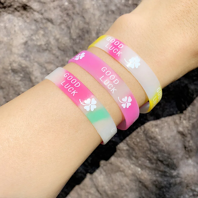10 шт. спортивные силиконовые браслеты карамельных цветов хорошие клевер удачи