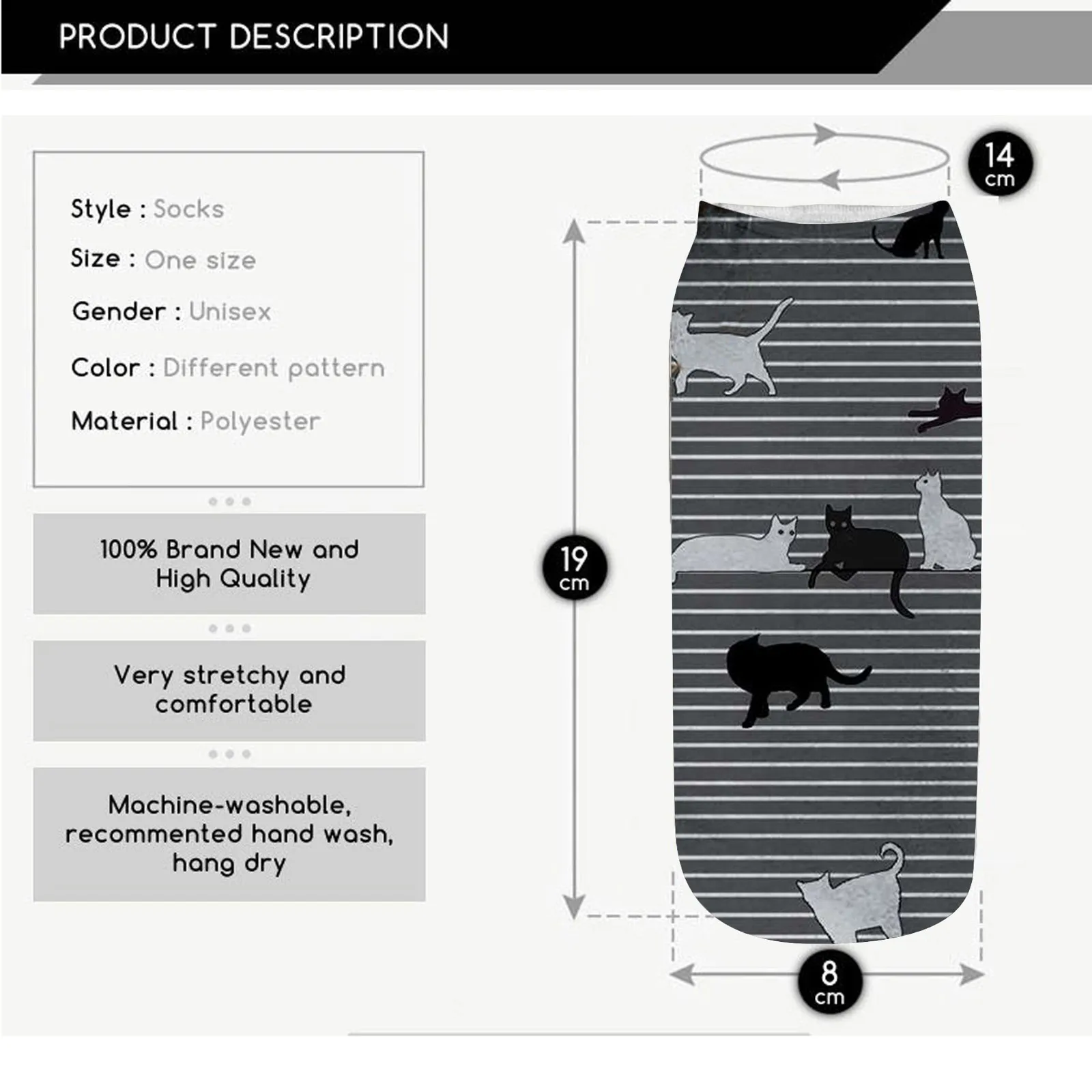 

Hot Sale 3d Printing Women Socks Cute Cat Design Fashion Unisex Christmas Gift Socks Funny Short Sock Unisex Casual#45
