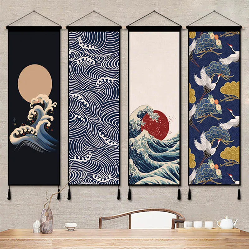 Япония Ukiyoe висит прокрутки живопись Холст Плакаты стены искусства настенные