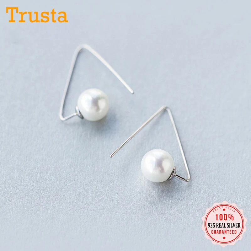 Trusta 2018 новые женские 100% 925 пробы однотонные серебряные 25mmX21mm треугольные