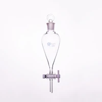 separatory funnel pear shapewith ground in glass stopper and stopcock capacity 125mlptfe switch valve