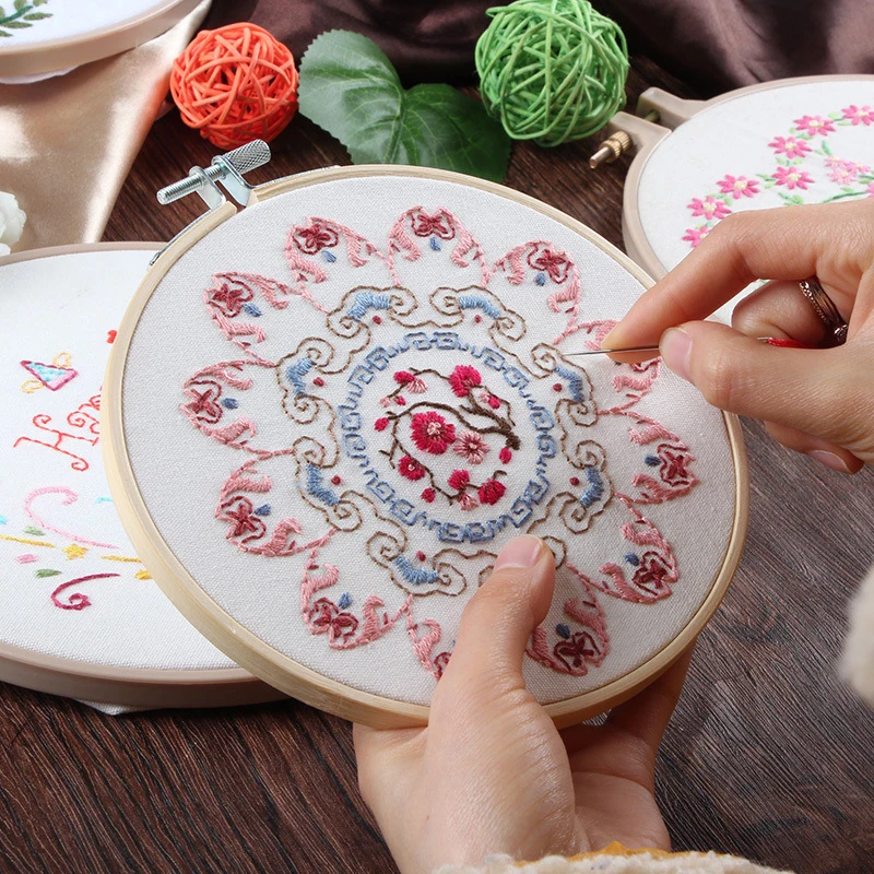 DIY Мандалай Фламинго вышивка набор с обручем для начинающих рукоделие Наборы вышивки крестом Шитье ручной работы подарок