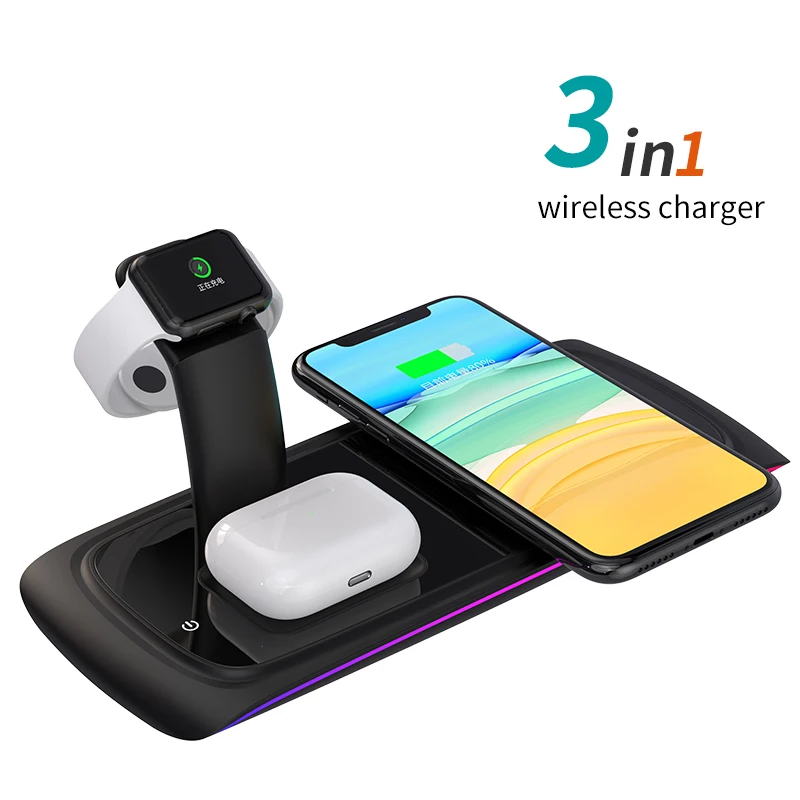 3 в 1 беспроводная зарядная станция 15 Вт Быстрая зарядка для iphone 11 Pro XS XR быстрое