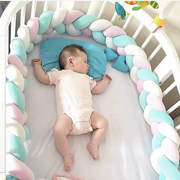 

3M Length Crib Newborn Bumper Long Knotted Braid Pillow Braided Weave Strips Nursery Decor Baby bedding