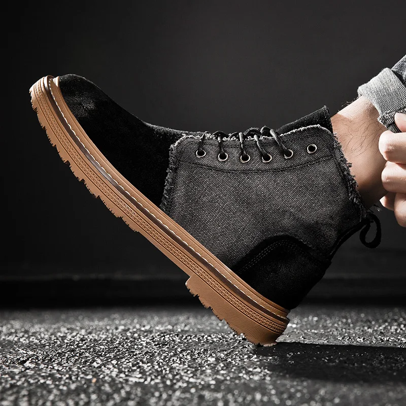 

Casual Fashion Shoes Fashion Men Casual Shoes Boots Comfortable Breathable Black Sneaker For Sports Leather Causal Flat Mens
