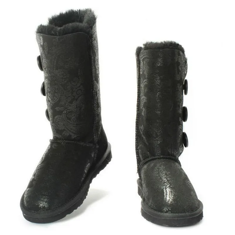 Длинные зимние ботинки женские высокие 100% натуральная овечья кожа обувь на