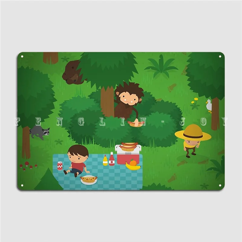 

Металлическая вывеска для пикника Sneaky Sasquatch, кинотеатр для гостиной, клуба, бара, творческая роспись, жестяной знак, постер