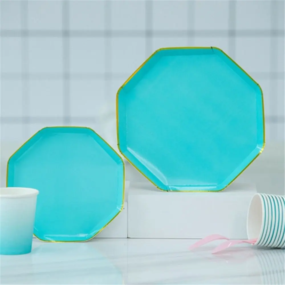 Восьмиугольные вечерние столовые приборы Tiffany Blue на день рождения свадьбу Декор