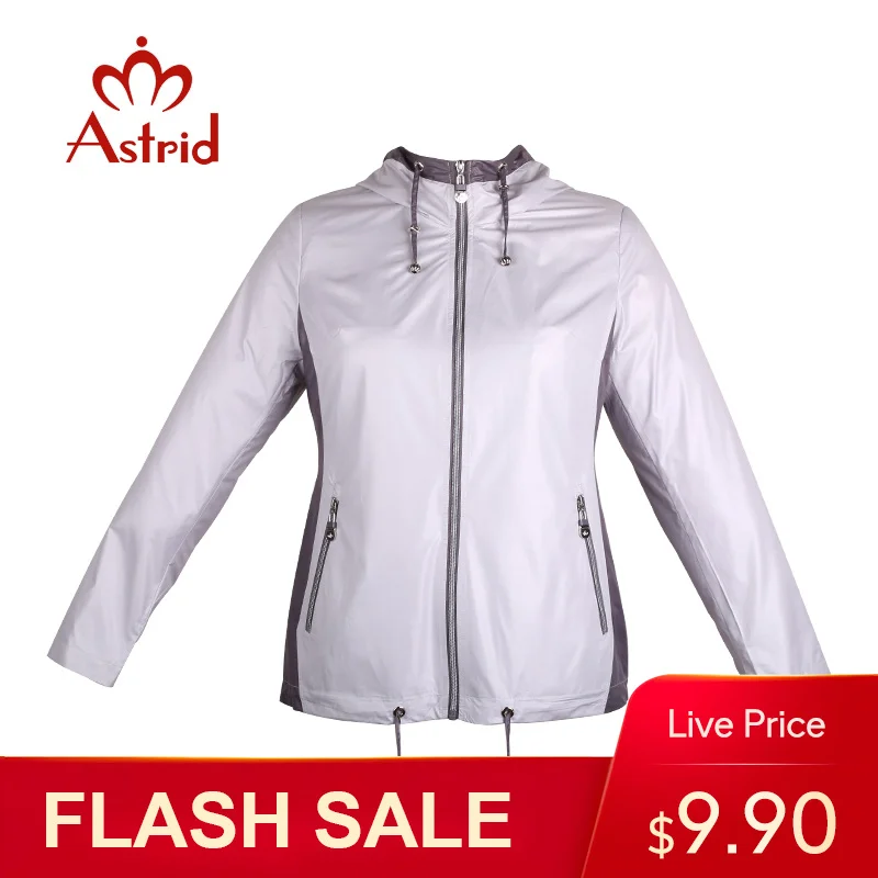 Астрид Женская ветровка большой Размеры куртка Демисезонный плюс с капюшоном