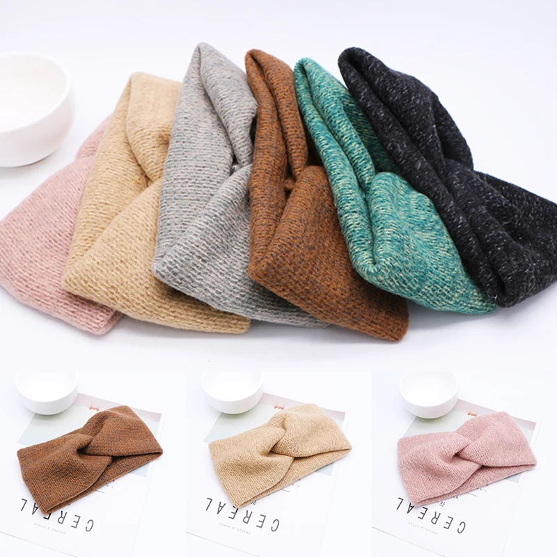 Winter Baby Headband Girl Elastic Hair Band Solid Color Accessories Knotted Turban Haarband Children's | Детская одежда и