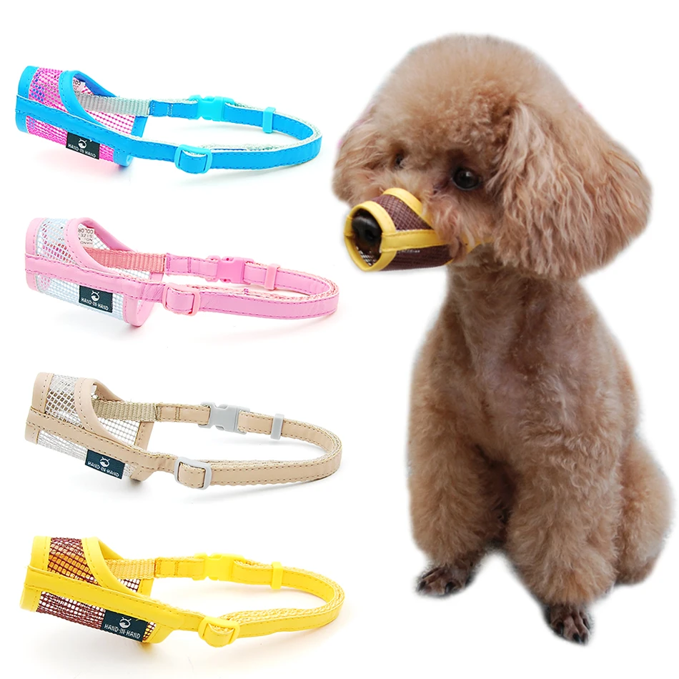 educador Venta ambulante Ocurrir Bozal de perro cachorro pequeño mediano grande perro de cuero sintético de  Nylon malla hocico de mascota bozal - AliExpress