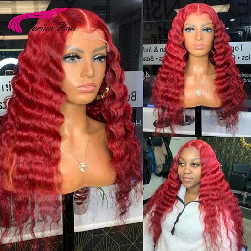 Deep Wave Lace Front Human Hair Wig Colored Lace Frontal Wigs For Black Women 180% Brazilian Wigs Colored Ginger Human Hair Wigs