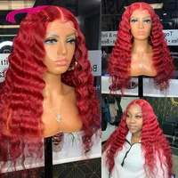 deep wave lace front human hair wig colored lace frontal wigs for black women 180 brazilian wigs colored ginger human hair wigs