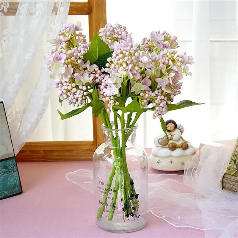 

6Pcs Fake Single Stem Hydrangea 14.57" Length Simulation Plastic Hydrangeas for Wedding Home Decorative Artificial Flowers