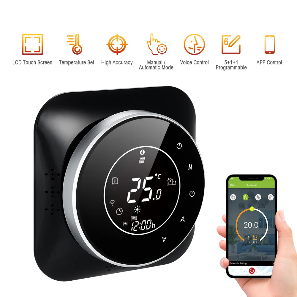 

95-240V Programmable Thermostat 5+1+1 Periods Touchscreen with Backlight Boiler Heating Thermoregulator Temperature Controller