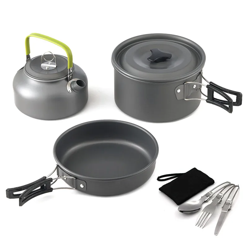 

Ultralight Camping Pot Frypan Kettle Cookware Utensils Outdoor Tableware Set Hiking Picnic Tableware Pot Pan 2-3Persons