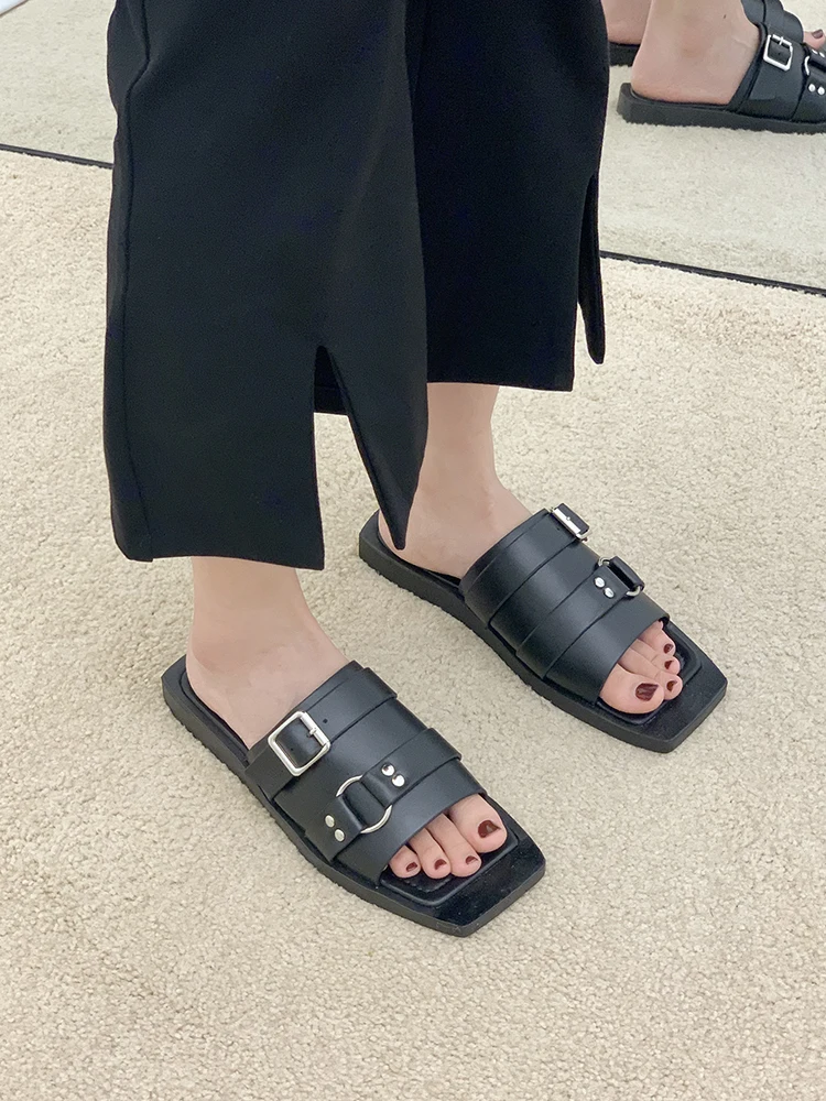 

Shoes Women Ladies' Slippers Luxury Slides Rubber Flip Flops Pantofle Soft Summer Designer Hawaiian 2021 Flat Rome PU Fabric