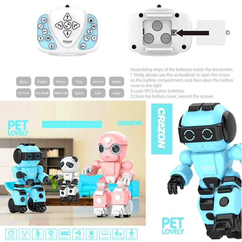 

Intelligent Remote Control Robot With Recording Magic Voice Can Music Dancing Walk Smart Follow Function Toy Kid Adult Gifts RTR