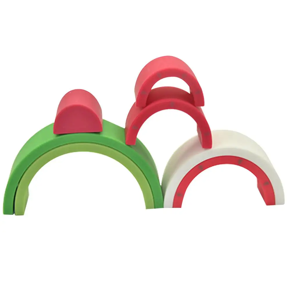 

New Rainbow Silicone Baby Toys Montessori Rainbow Building Blocks Silicone Game Early Educational Toys For Kids