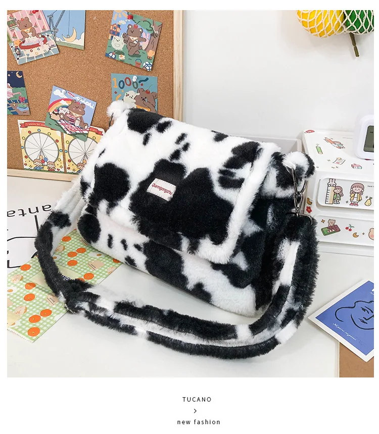 

Drop Shipping Winter Lamb Faux Fur Handbag Women's Plush Shoulder Bags Soft Fur Hobo Handbag Women Large Capacity Purse Lady
