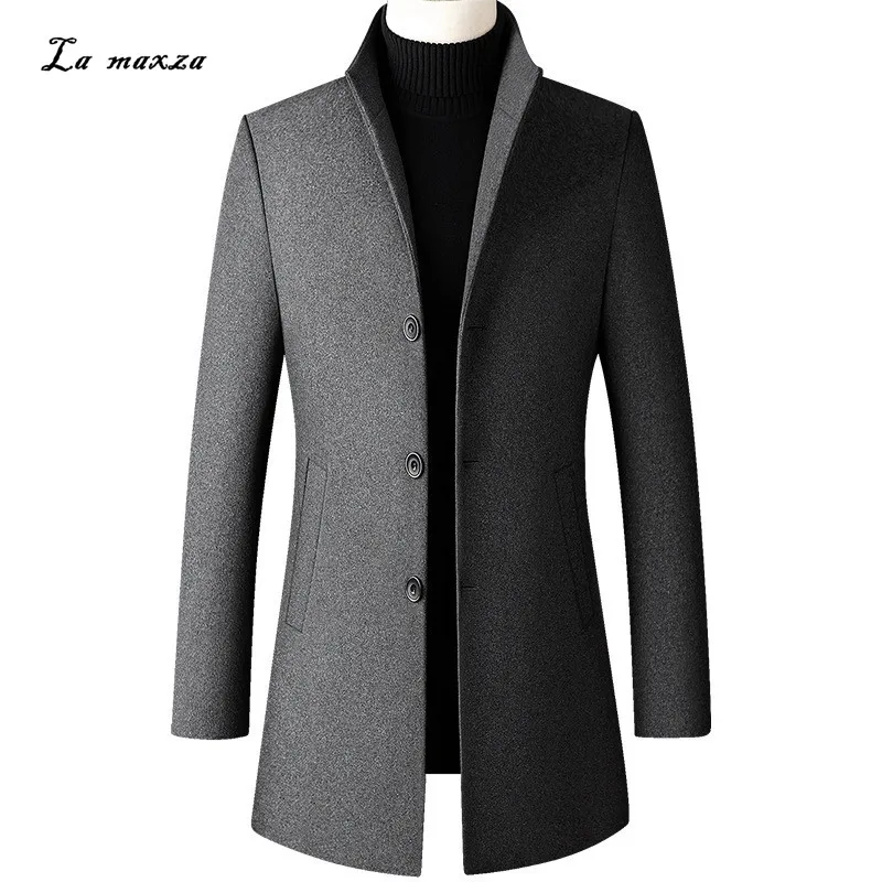 

Модное однотонное мужское шерстяное пальто большого размера 5XL, зима 2020, приталенное кашемировое пальто в стиле смарт-кэжуал