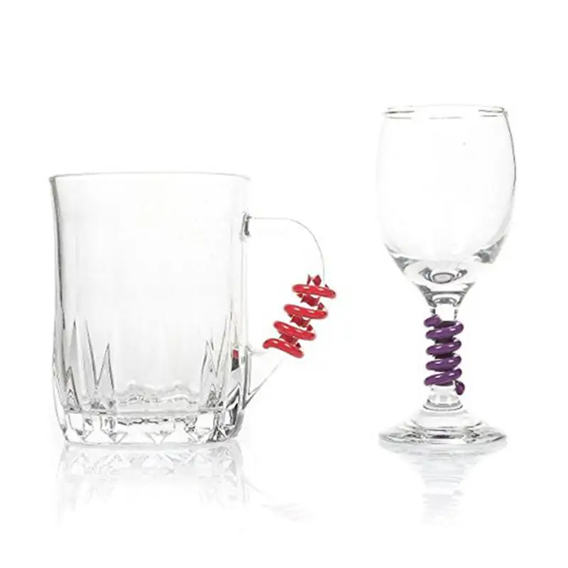 

6 Pcs Wine Glass Markers Spring Spiral Silicone Creative Glass Identification Marker Drink Marker For Drinks Beverage Beer