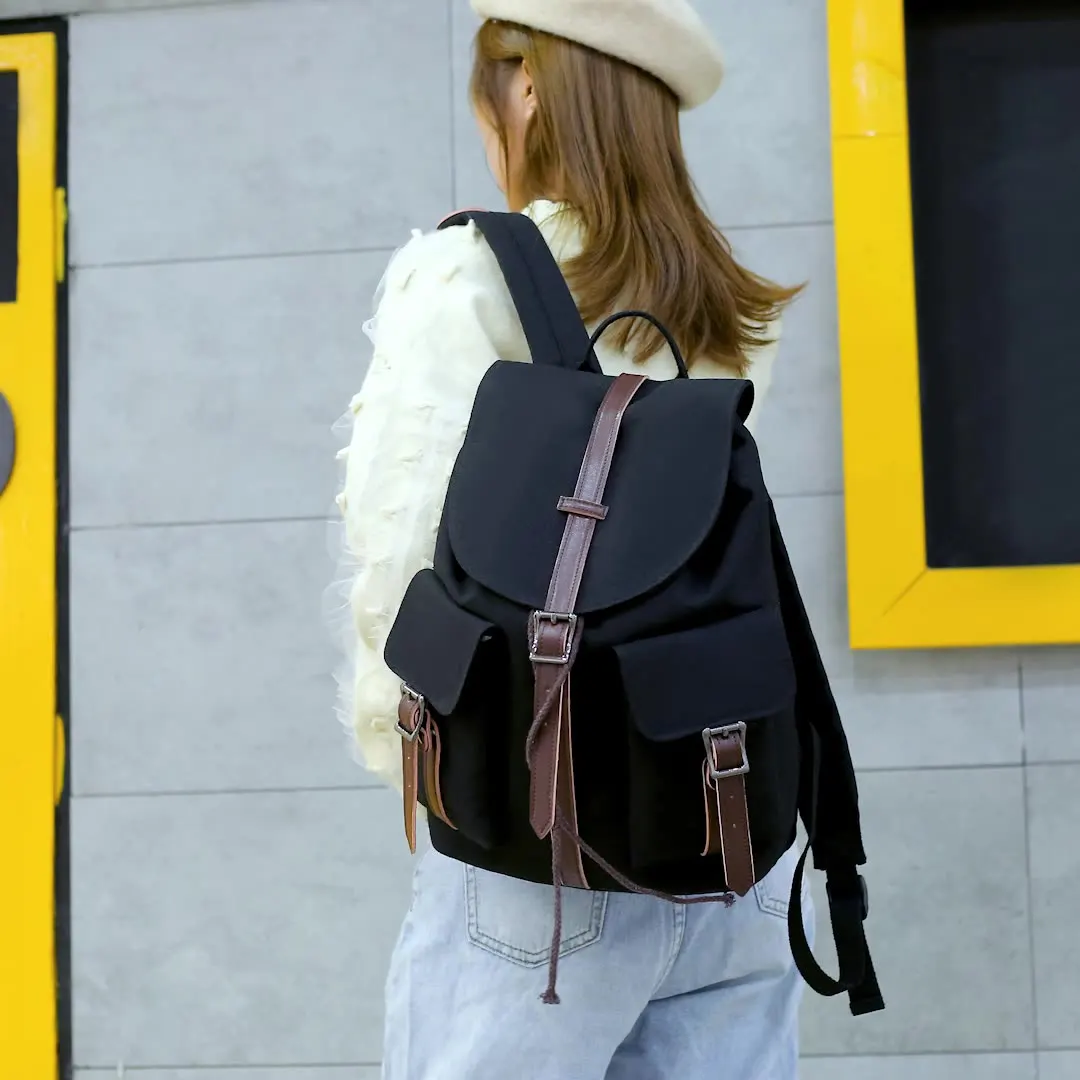 

Повседневный холщовый рюкзак CGCBAG, женский многофункциональный карманный дорожный ранец в стиле Харадзюку, простой женский школьный портфе...