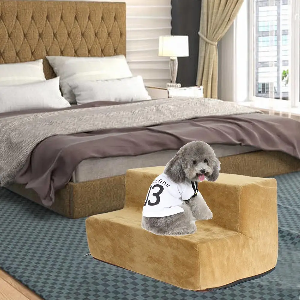 

Sponge Pet Stair 2/3/4 Steps Dog Cat House Ramp Ladder Climbing Steps Deer Velvet Holster Dog Stairs Pet Cushion Pet Supplies