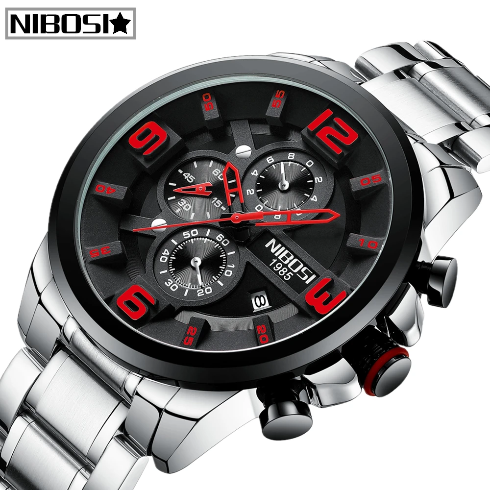 Часы мужские Модные Relogio Masculino NIBOSI мужские s часы лучший бренд класса люкс спортивные кварцевые часы мужские полностью стальные водонепроницаемые мужские деловые часы