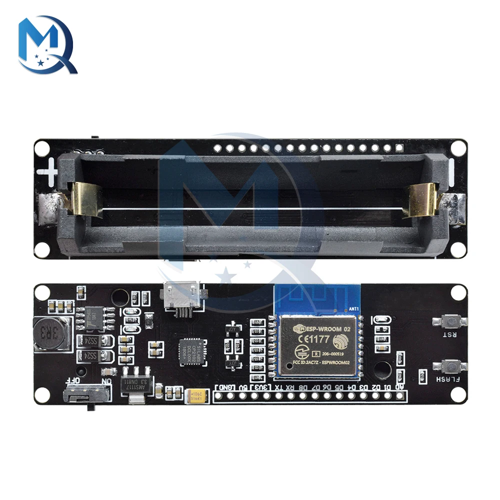 

Mini ESP8266 ESP-WROOM-02 для WeMos D1 WiFi макетная плата с модулем зарядки литиевой батареи 18650