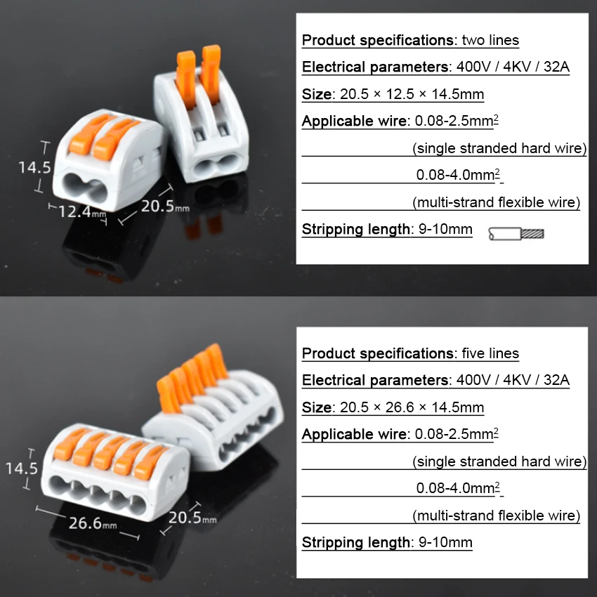 10 шт. Мини Быстрый провод клеммные разъемы Универсальный Компактный соединитель