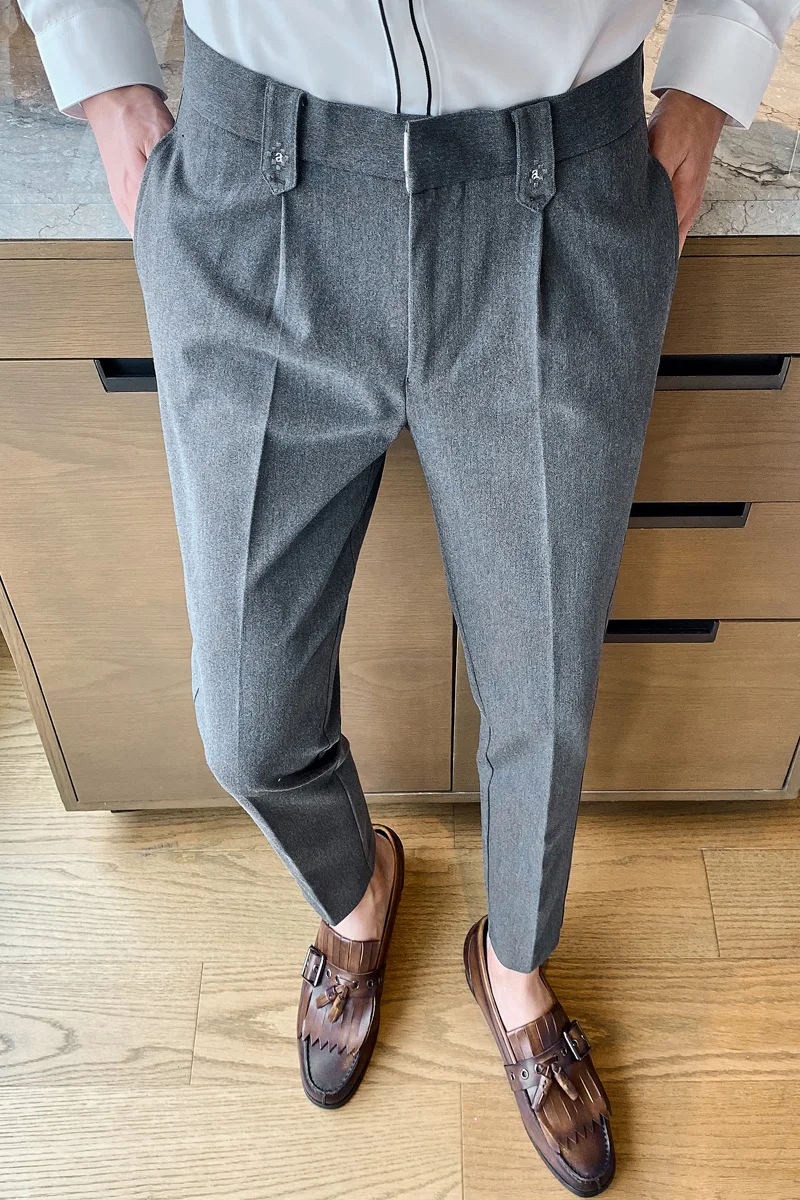 

2021 New Business Dress Pants Men Office Work Formal Suit Pants Casual Slim Streetwear Trousers Male Clothing Pantalon Homme