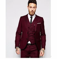 handsome slim fit groom suit three piecesjacketvestpants wedding guest set men tuxedos double breasted prom party blazer