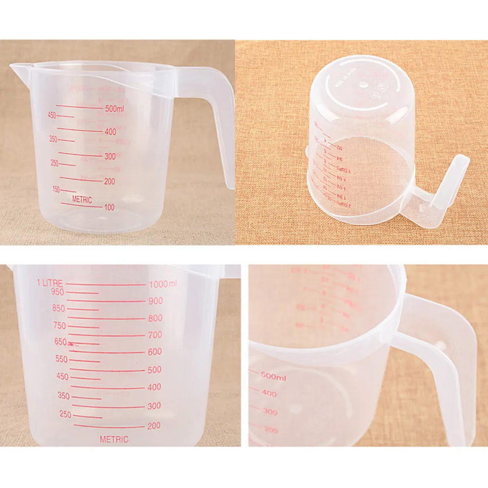 

3PCS/Set 250/500/1000ML Measuring Cup Plastic Tip Mouth Jug Pour Spout Transparent Handle Baking Kitchen Tools Measuring Tool
