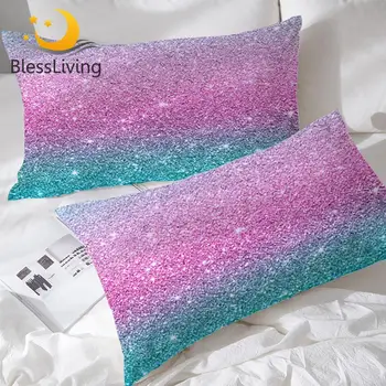 BlessLiving Colorful Realistic Pillow Cover Girly Turquoise Blue Pink Pillow Case Pastel Color Pillowcase Cozy Pillow Protector 1