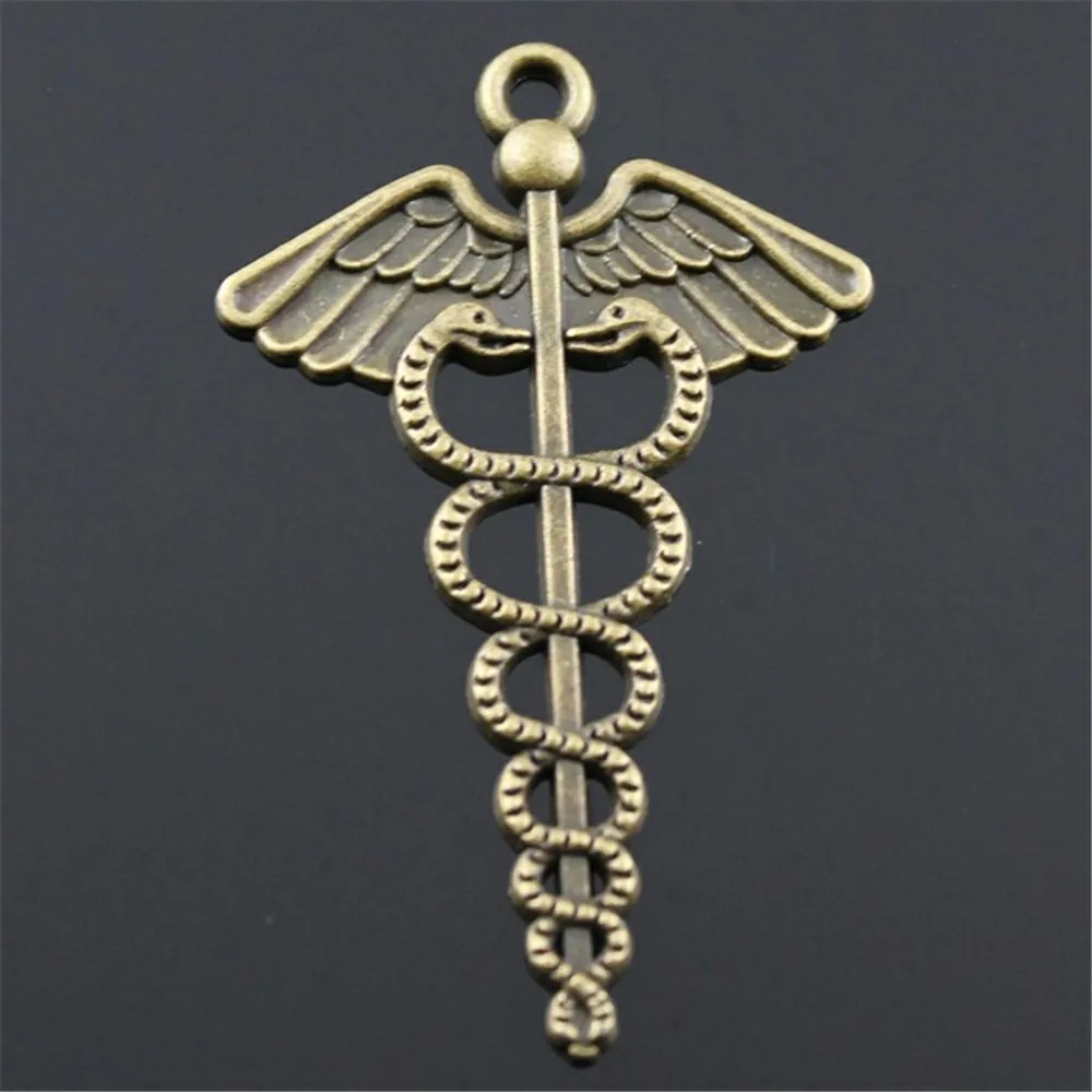 10 шт. Медицинский символ Кадуцей кулон 2 Цвета бисер прелести 49x30mm|Шармы| |