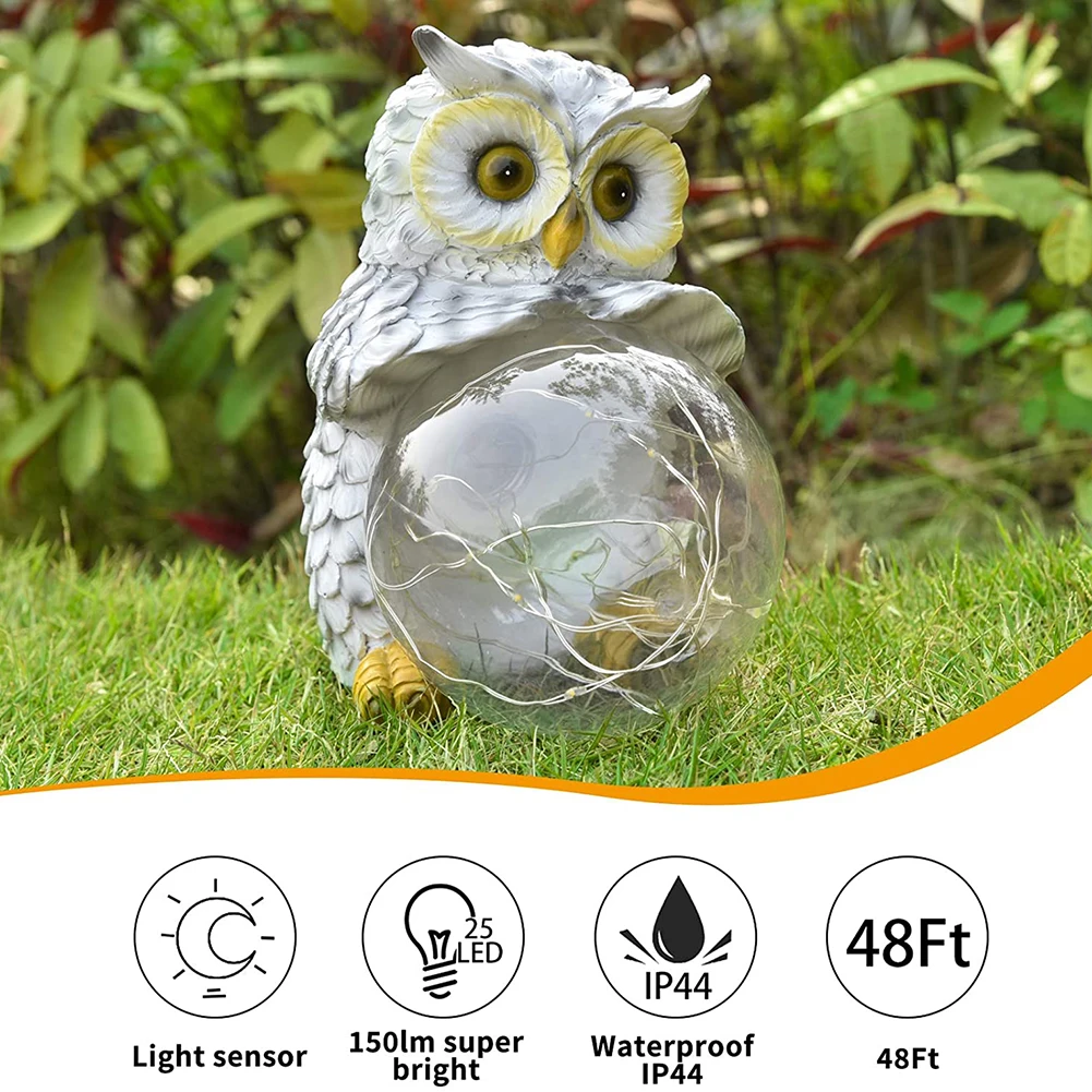 

30 LED Solar Powered Night Light Holding Ball Owl Yard Auto Lighting Bird Lamp Luminous Table Colors Changing Light