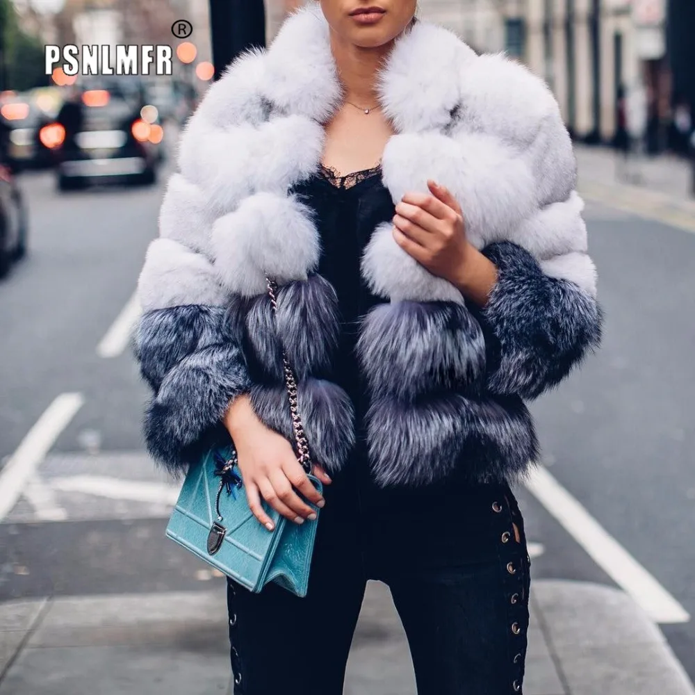 

Warm Real White Fox Fur+Silver Fox Fur Coat Gorgeous Plus Size Women's Winter Coat Women Luxury Outerwear Genuine Fur Jacket