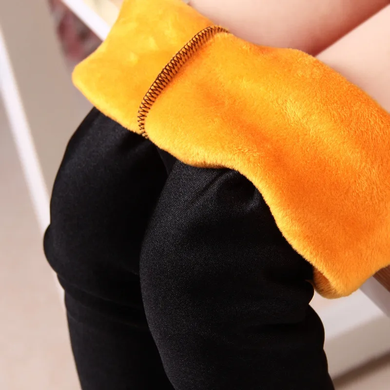 Зимние теплые леггинсы для девочек Детские блестящие штаны плотные бархатные