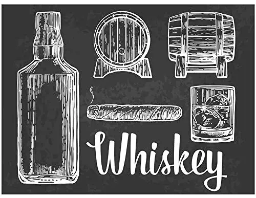 

Original Retro Design Old Whiskey Wood Signs Wall Art|Natural Wooden Board Print Poster Wall Decoration for Garage/Bar