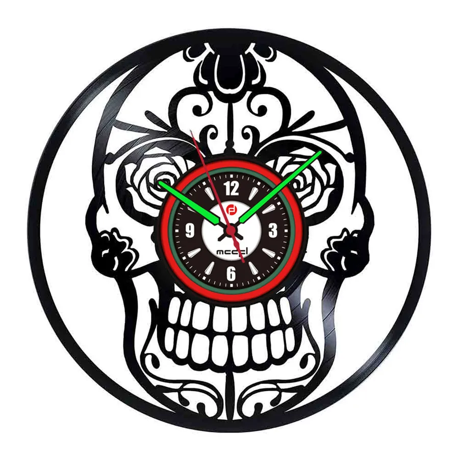 Домашний Декор череп современный дизайн 3D Виниловые бесшумные настенные часы