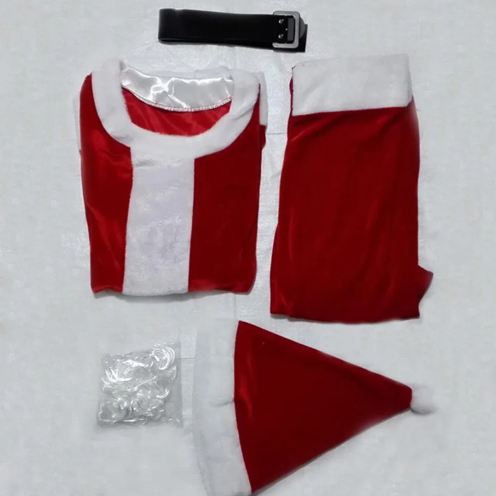 5 шт./компл. Рождественский костюм Санта Клауса плюшевая нарядная одежда для папы