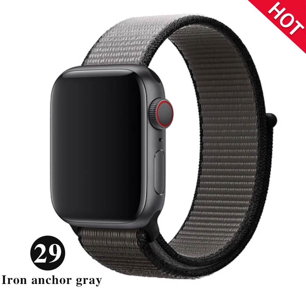 Iron anchor gray Нейлоновый спортивный бесшовный ремешок для наручных часов Apple Watch, ремешок 42 мм, длина-44 мм, 40 мм, 38 мм, для iWatch, версия 5/4/3/2/1 браслет, ремешок на запястье для наручных часов аксессуары - Цвет ремешка: Iron anchor gray