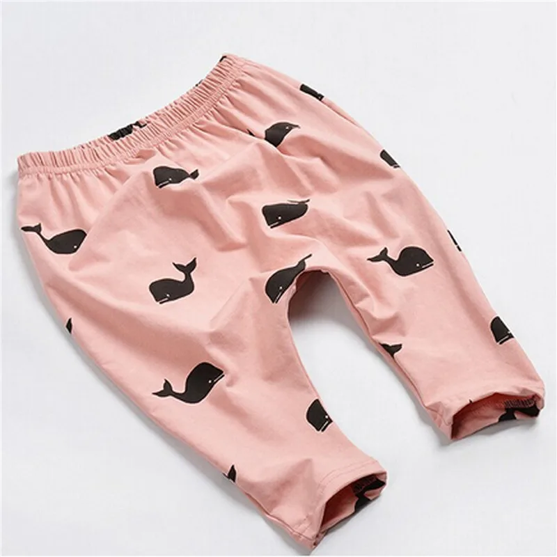

Baby Kids Cute Whale Patterns Printed Full Length Pants Children Spring Autumn Cotton Casual Trousers 4 Color