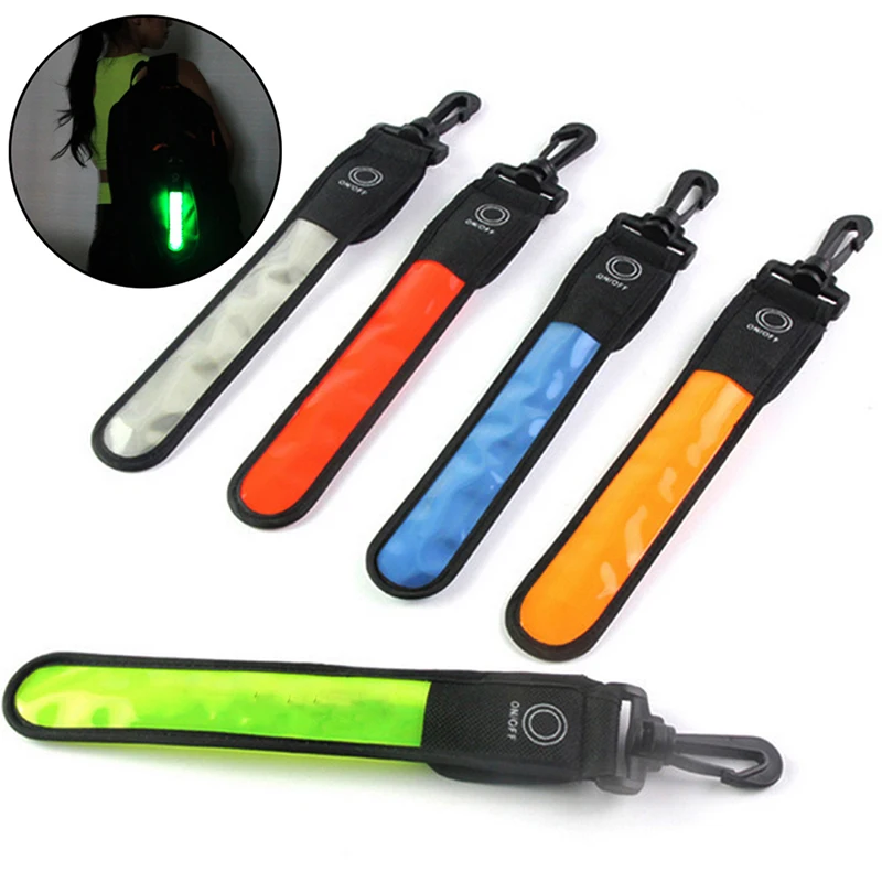 1Pc LED Glowing Luminous Reflective Safety Alert Hand Strap Wristband Bicycle Armband Light Backpack Hanging Light Night Running